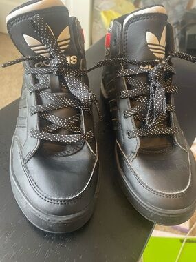 adidas Black High-Top Sneakers with White Trefoil Accents